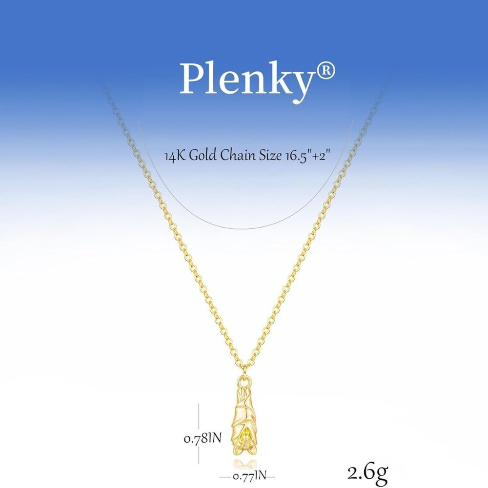 Gold Necklace for Women-14K Gold Plated Bow,Dragon,Shell, Palm Tree, Seahorse, C - Picture 6 of 6
